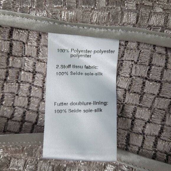 AKRIS Polyester Silk Blend Open Blazer Jacket‎ Sz 8 Silver Metallic Grid Square - Picture 7 of 11